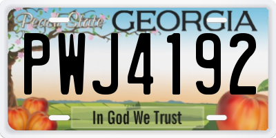 GA license plate PWJ4192