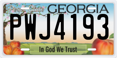 GA license plate PWJ4193