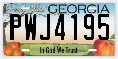 GA license plate PWJ4195