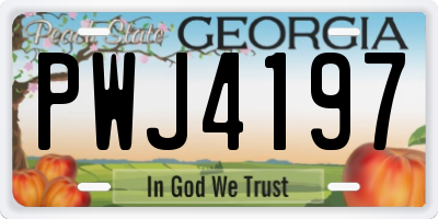 GA license plate PWJ4197