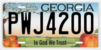 GA license plate PWJ4200
