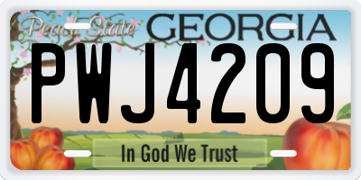 GA license plate PWJ4209