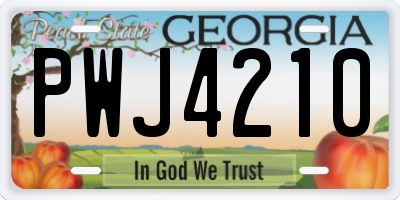 GA license plate PWJ4210