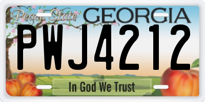 GA license plate PWJ4212