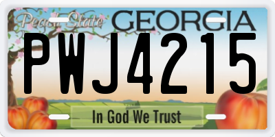 GA license plate PWJ4215