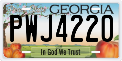 GA license plate PWJ4220