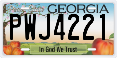 GA license plate PWJ4221