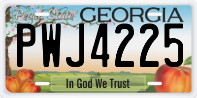 GA license plate PWJ4225
