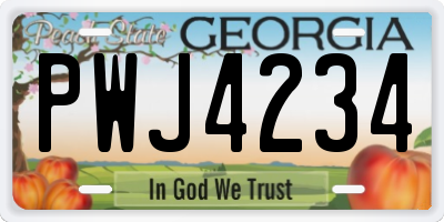 GA license plate PWJ4234