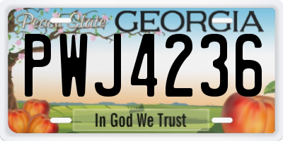 GA license plate PWJ4236