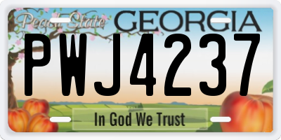 GA license plate PWJ4237