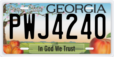 GA license plate PWJ4240