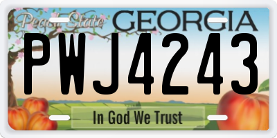 GA license plate PWJ4243
