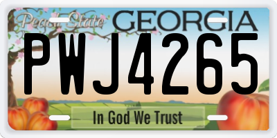GA license plate PWJ4265