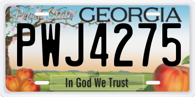 GA license plate PWJ4275