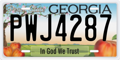 GA license plate PWJ4287
