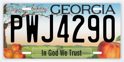GA license plate PWJ4290