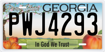 GA license plate PWJ4293