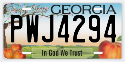 GA license plate PWJ4294