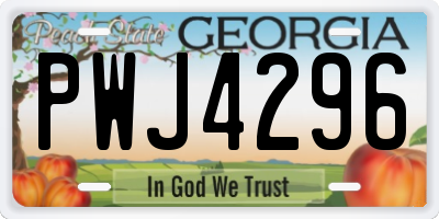 GA license plate PWJ4296