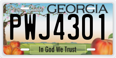 GA license plate PWJ4301