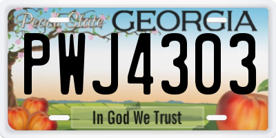 GA license plate PWJ4303