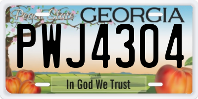 GA license plate PWJ4304