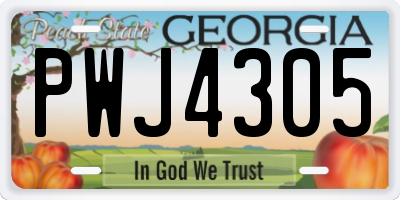 GA license plate PWJ4305