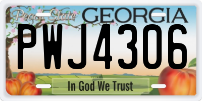 GA license plate PWJ4306