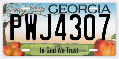 GA license plate PWJ4307