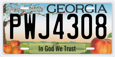 GA license plate PWJ4308