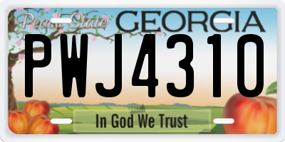 GA license plate PWJ4310