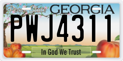 GA license plate PWJ4311