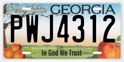 GA license plate PWJ4312