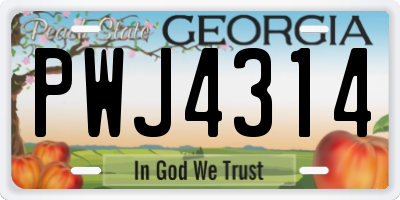 GA license plate PWJ4314