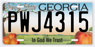 GA license plate PWJ4315