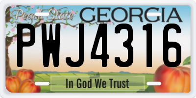 GA license plate PWJ4316