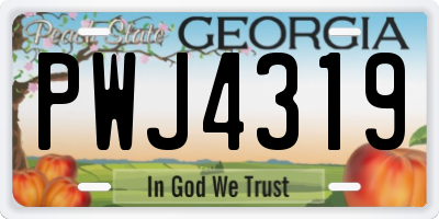GA license plate PWJ4319