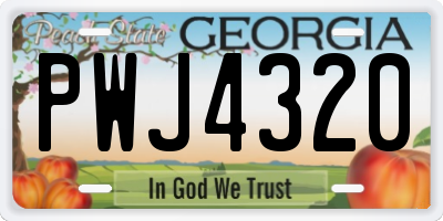 GA license plate PWJ4320