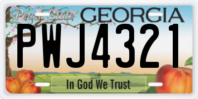 GA license plate PWJ4321