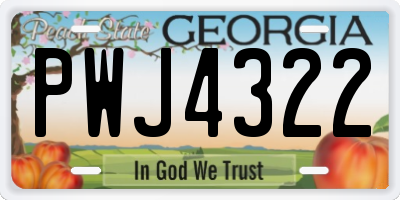 GA license plate PWJ4322