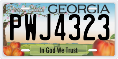 GA license plate PWJ4323