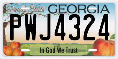 GA license plate PWJ4324
