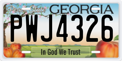 GA license plate PWJ4326