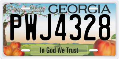 GA license plate PWJ4328