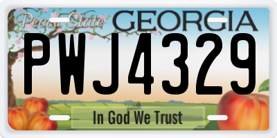 GA license plate PWJ4329