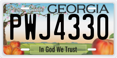 GA license plate PWJ4330