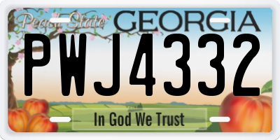 GA license plate PWJ4332