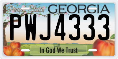 GA license plate PWJ4333