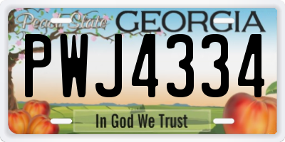 GA license plate PWJ4334